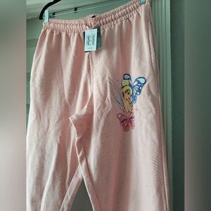Disney Light Pink Bottoms with Tinkerbell Print